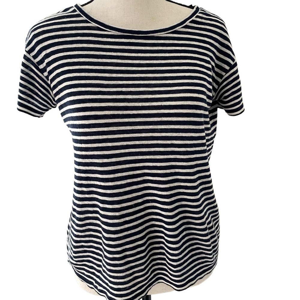 J. Crew Blue and White Striped 100% linen shirt. XS